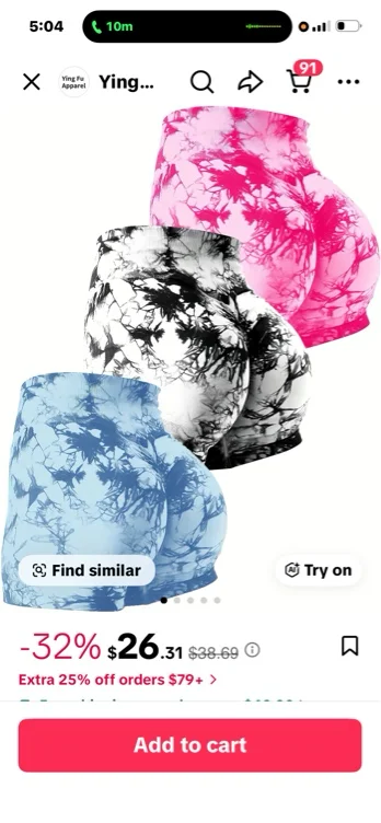 Women's 3pcs Tie Dye Print High Waist Sports Shorts, Casual Comfy - TikTok Shop