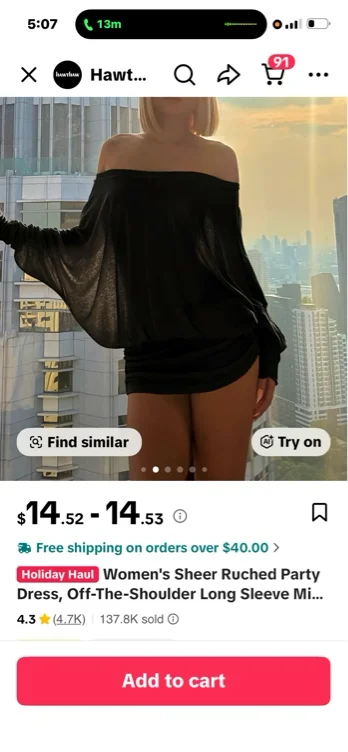 Women's Sheer Ruched Party Dress, Off-The-Shoulder Long Sleeve - TikTok Shop