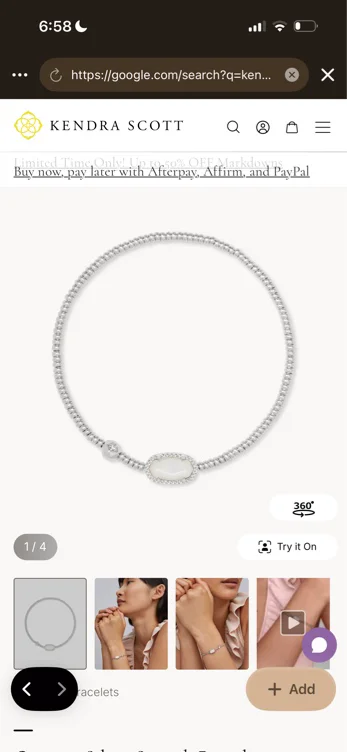 Grayson Silver Stretch Bracelet in Ivory Mother-of-Pearl