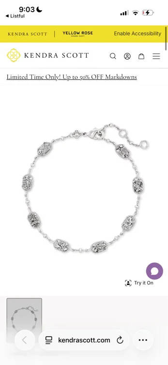 Emilie Silver Chain Bracelet in Platinum Drusy