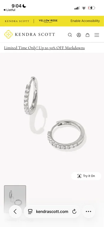 Mackenzie Sterling Silver Small Hoop Earrings in White Topaz