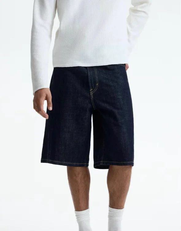 Baggy Twist-Detail Denim Shorts - Light denim blue