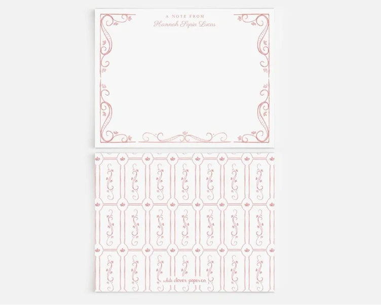 Swirl Border Elegant Personalized Stationery Set - White Clover Paper Co.