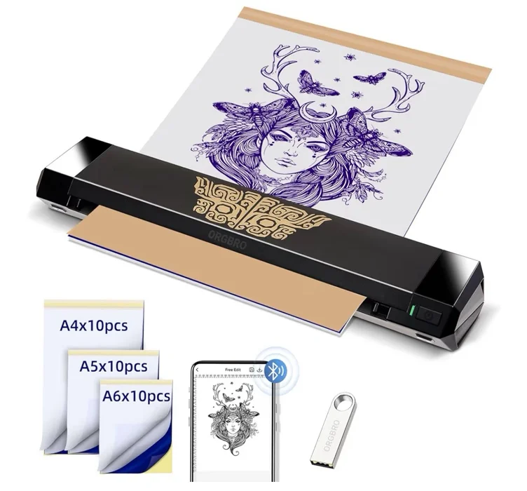 ORGBRO X8 Heat Copier, Bluetooth Tattoo Stencil Printer Transfer Tattoo Machine with 30 Sheets of Paper Transfer Thermal Printer for Tattoos Compatible with Phone/PC : Amazon.fr: Computers