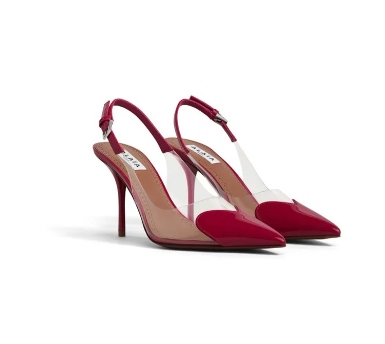 
        ALAÏA SLINGBACK LE CŒUR IN PELLE VERNICIATA LAMPONE | ALAÏA IT
    