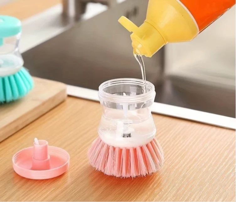 1 escova de limpeza ergonómica para cozinha com dispensador - Temu Portugal