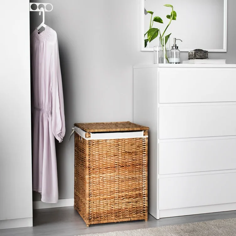 BRANÄS Cesto p/roupa forrado - rota 80 l