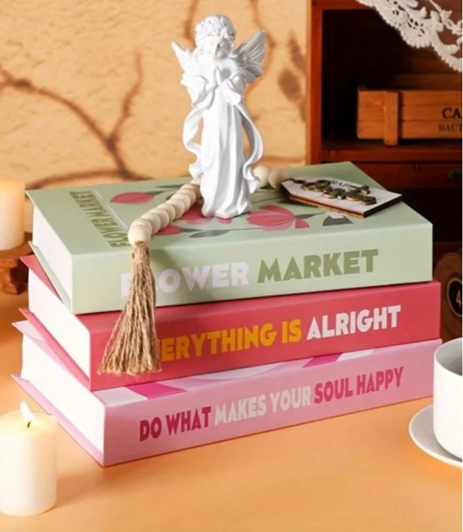 Livros falsos retrô, livros decorativos, adereços para estantes, caixas vazias