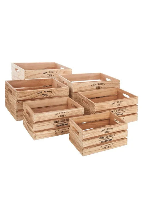 Caixa em madeira FACTORY natural 34x24x18cm