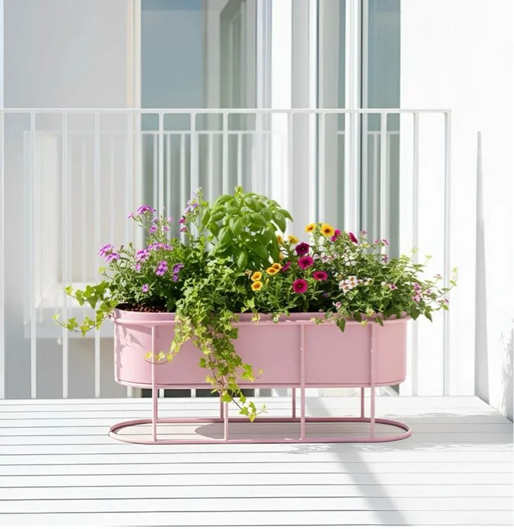 Vaso alto para plantas SUMIRE Metal 64 cm Rosa