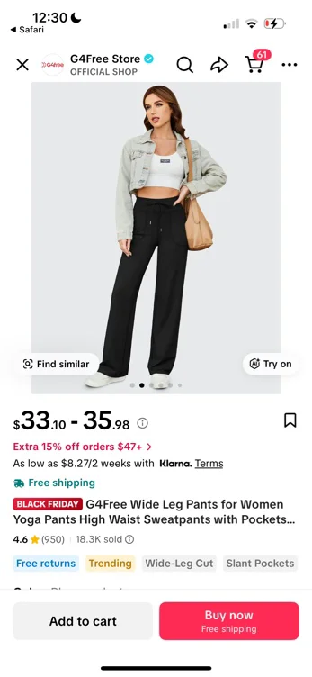 G4Free Wide Leg Pants for Women Yoga Pants High Waist Sweatpants with Pockets Stretch Lounge Pants Comfy Workout Athletic Wear Fitness Apparel Outdoorfun,TikTokShopBlackFriday