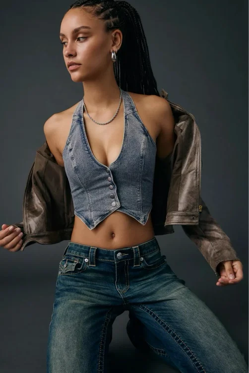 Silence + Noise Esme Cropped Halter Vest Top