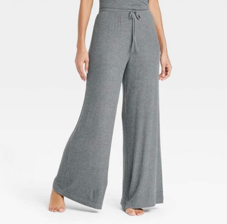 Women's Cozy Ribbed Wide Leg Pants - Auden™ Brown M