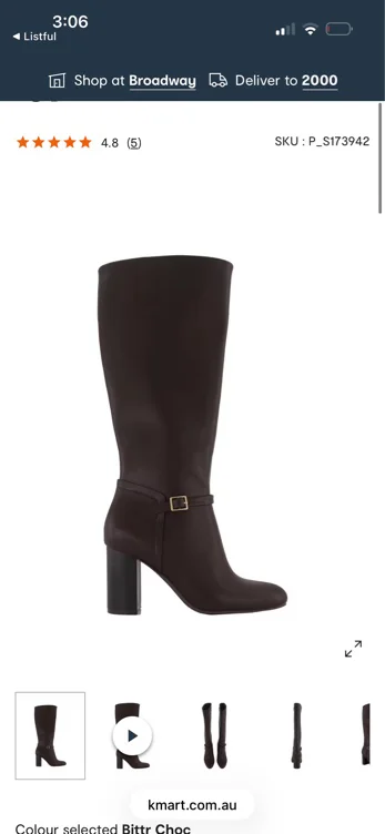 High Zip PU Long Boots Black Size 8