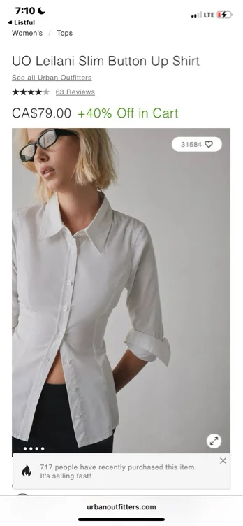UO Leilani Slim Button Up Shirt