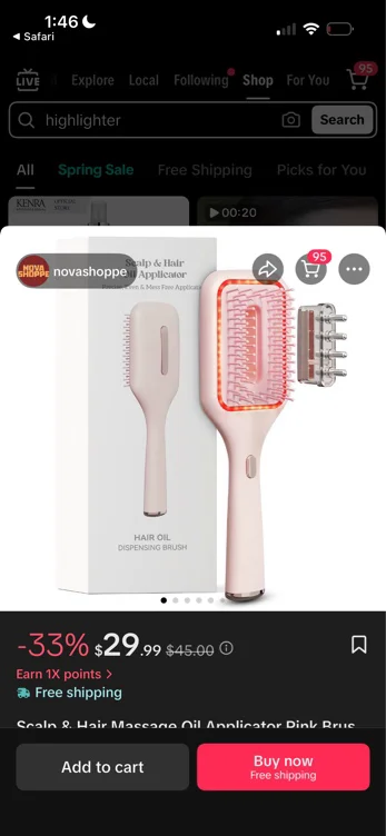 Scalp & Hair Massage Oil Applicator Pink Brush with 133 Soft - TikTok Shop