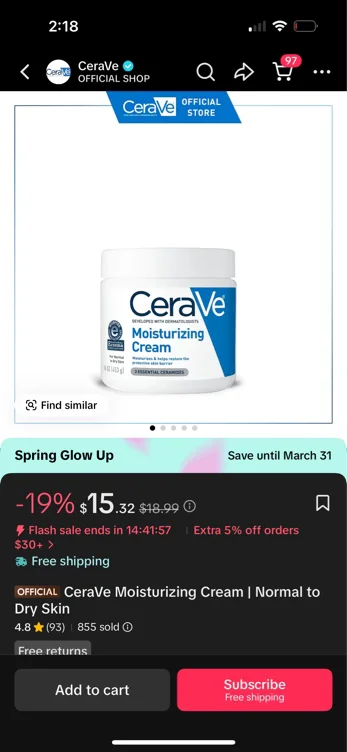 CeraVe Moisturizing Cream | Normal to Dry Skin - TikTok Shop