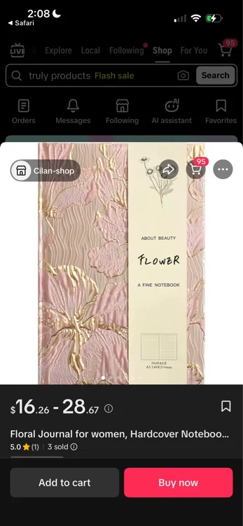 Floral Journal for women, Hardcover Notebook, A5, 6x8, Ruled - TikTok Shop
