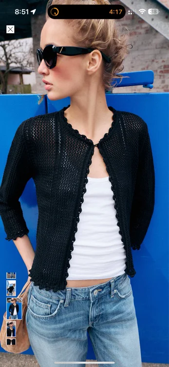POINTELLE KNIT CARDIGAN - Black | ZARA United Kingdom