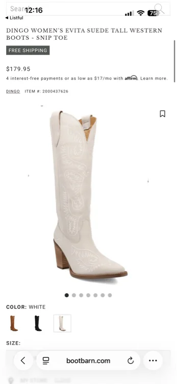 Dingo Women's Evita Suede Tall Western Boots - Snip Toe | Boot Barn