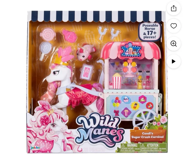Wild Manes Candi's Pink Sugar Crush Carnival Articulated Fashion Horse Doll and Cart Playset