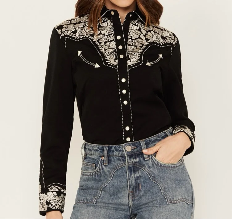 Scully Women's Embroidered Long Sleeve Pearl Snap Western Shirt | Boot Barn
