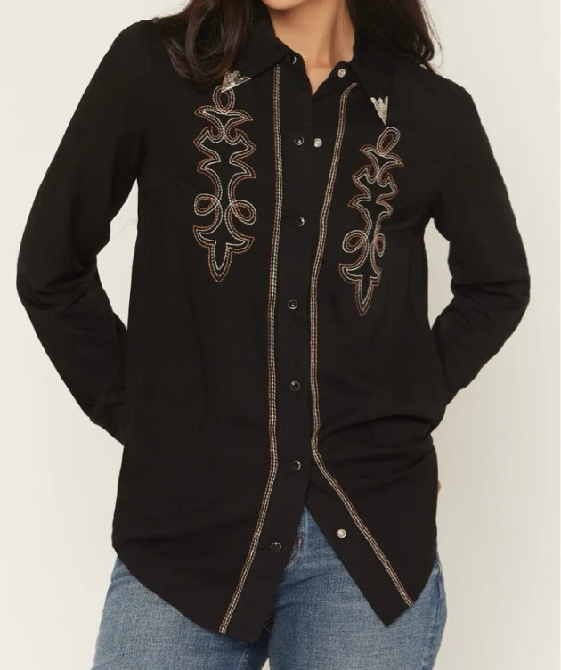 Rock & Roll Denim Women's Boot Stitch Collared Top Long Sleeve Snap Western Shirt | Boot Barn