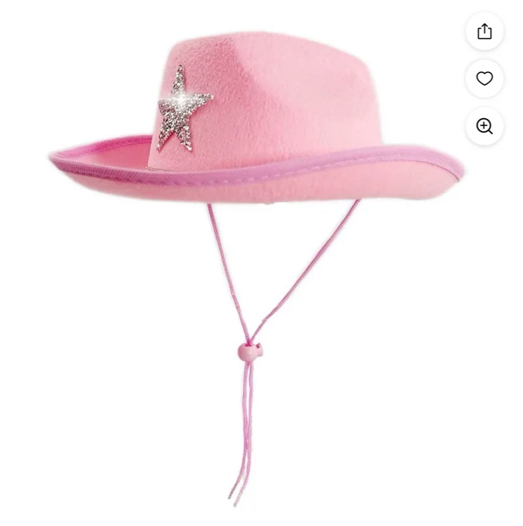 HXWCHs Sparkly Star Cowboy Hat for Kids Western Festival Party Outdoor Sun Play Accessory 4-10 Years Pink