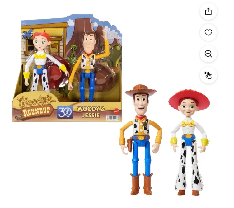Disney and Pixar Woody & Jessie Action Figure Pack, 7-inch Scale Posable Authentic Character Dolls