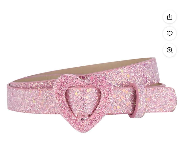 purcolt Girls Belt Cute Heart Shape with Metal Buckle Elastic Stretch Adjustable Waist Belt Dance Stage Shows for Girls Jeans Dress