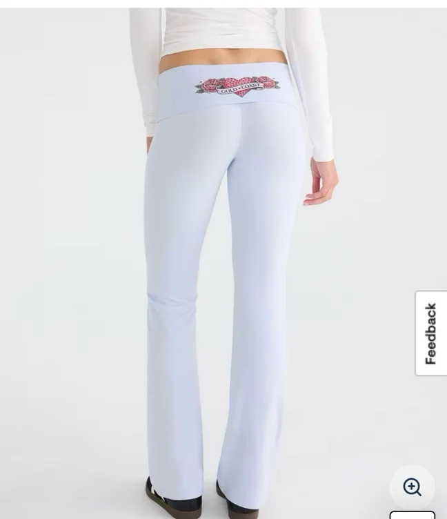 Déjà For Aero Gold Coast Rhinestone Low-Rise Fold-Over Flare Pants