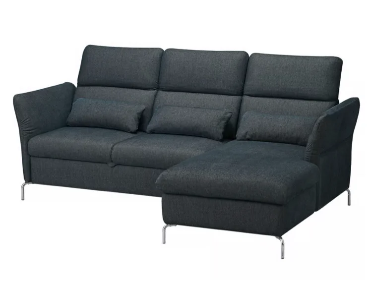 FAMMARP 3er-Bettsofa mit Récamiere - rechts Metall/Tallmyra schwarz/grau