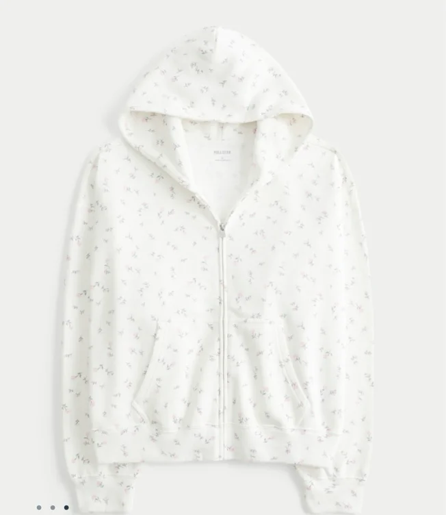 Oversized Floral Pattern Zip up hoodie