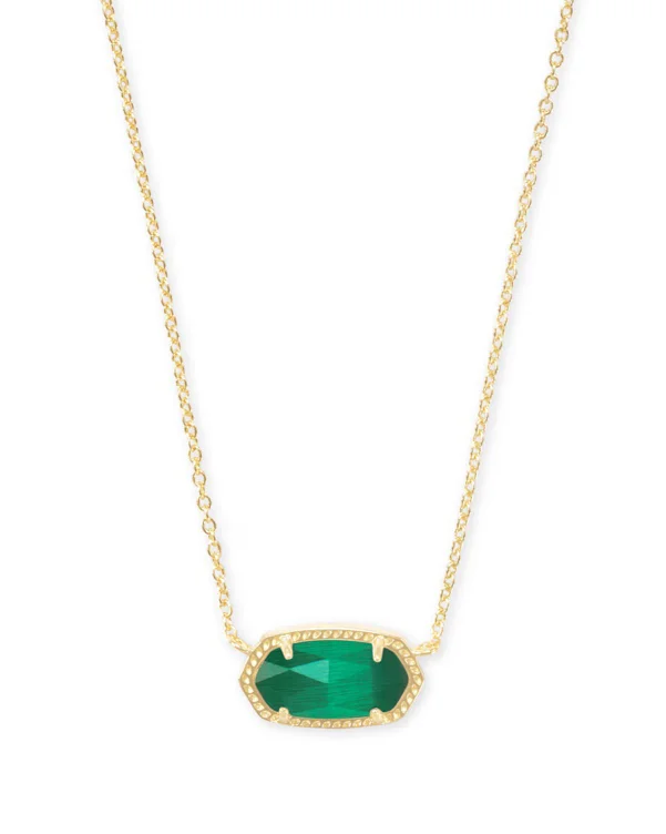 Elisa Gold Pendant Necklace in Emerald Cat’s Eye