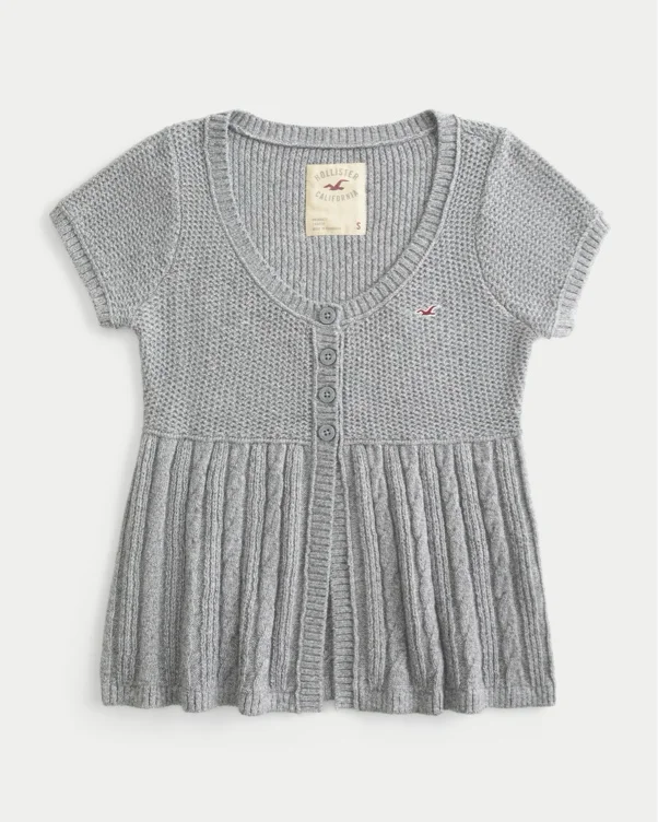 Short-Sleeve Flyaway Icon Cardigan