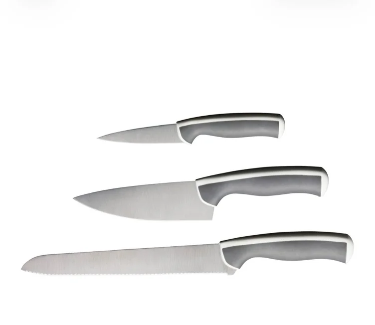ÄNDLIG 3-piece knife set - light grey/white