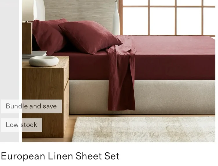 Linen Sheets in Natural Chambray