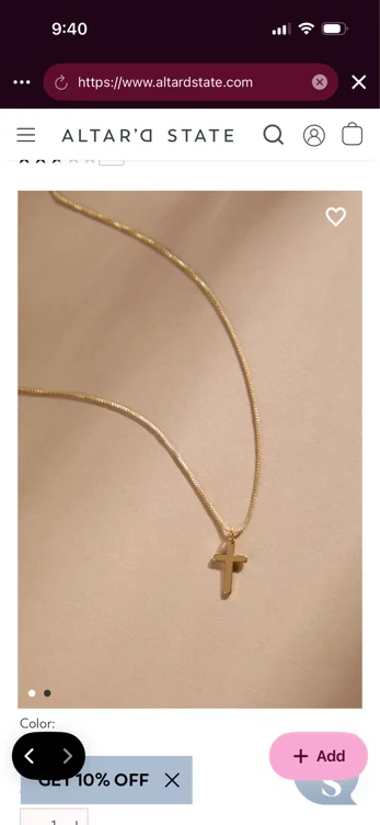 18k Gold Faithful Cross Charm Necklace