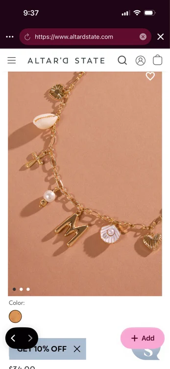 Monogram Charm Necklace- M
