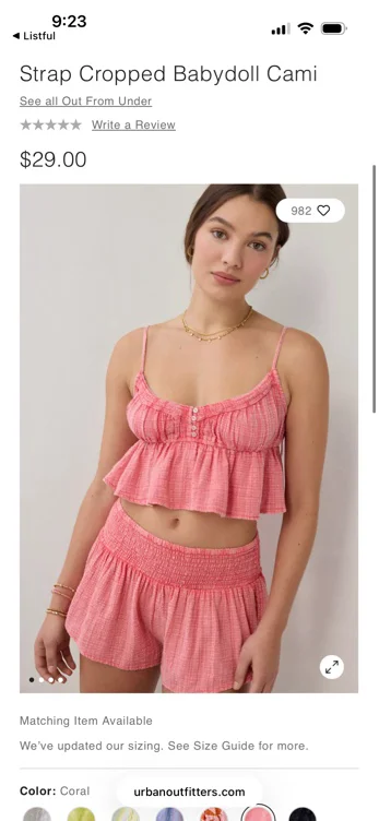 Out From Under Golden Hour Tie-Strap Cropped Babydoll Cami