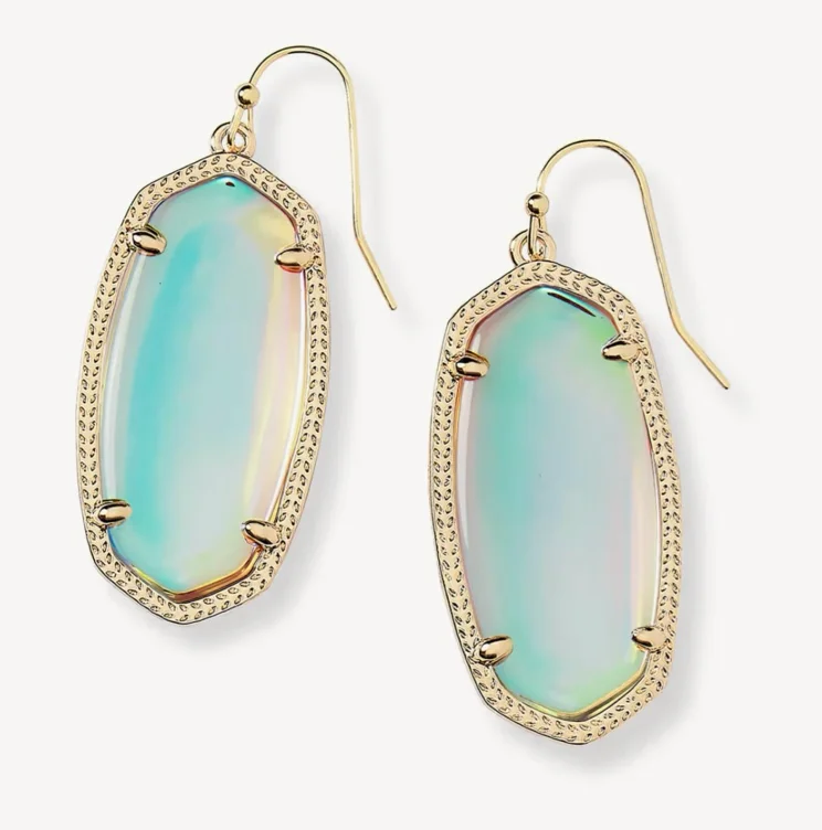 Elle Gold Drop Earrings in Dichroic Glass
