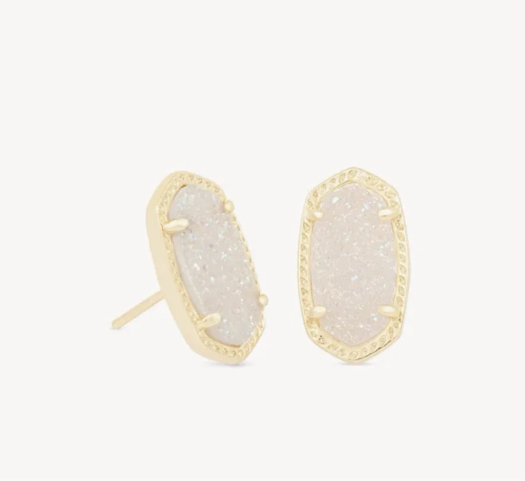 Ellie Gold Stud Earrings in Iridescent Drusy