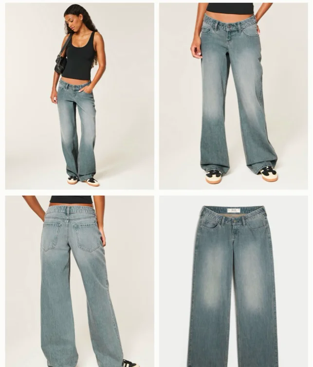 Ultra Low-Rise Dark Wash Baggy Jeans