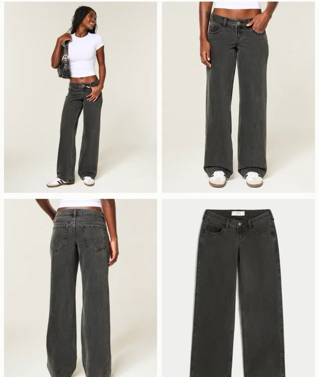 Ultra Low-Rise Washed Black Baggy Jeans