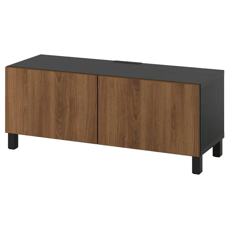 BESTÅ Tv-meubel met deuren - zwartbruin/Lappviken/Stubbarp walnootpatroon 120x42x48 cm