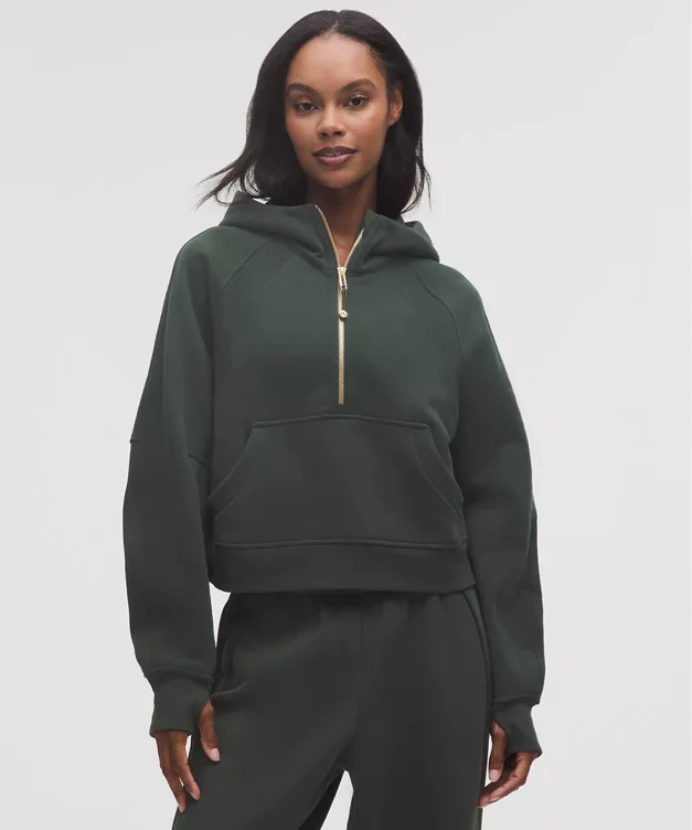 Scuba Oversized Half-Zip Hoodie - Rainforest Green/Gold