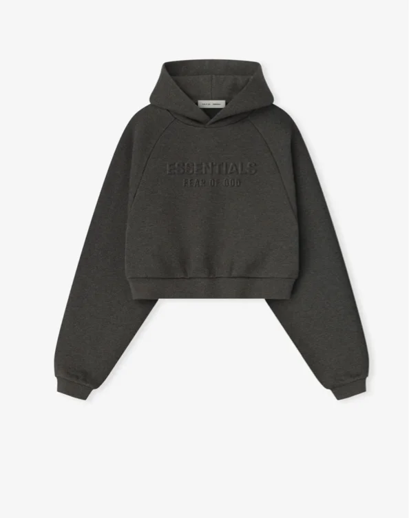 Womens Embossed 90s Raglan Hoodie - Charcoal Heather