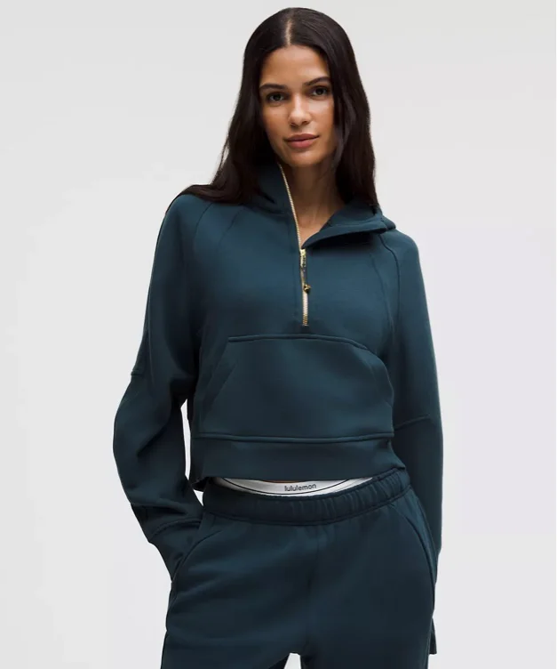 Scuba Oversized Half-Zip Hoodie - Indochine Blue/Gold