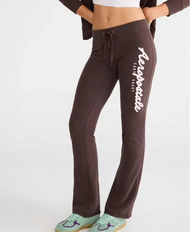 Aeropostale East Coast Fit & Flare Sweatpants- Brown