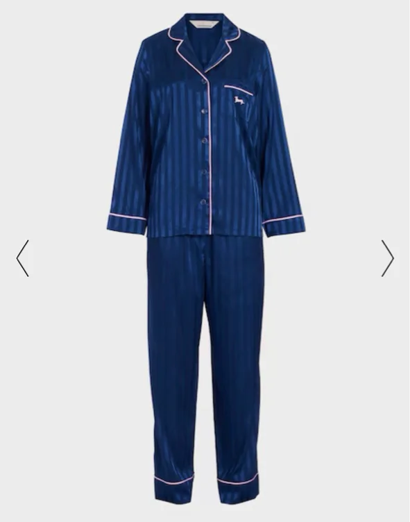 Navy Stripe Chic Satin Long Sleeve Pj Set  Navy Stripe - Peter Alexander Online